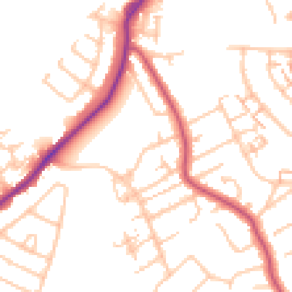 Daytime road noise heatmap for CR0 7SF