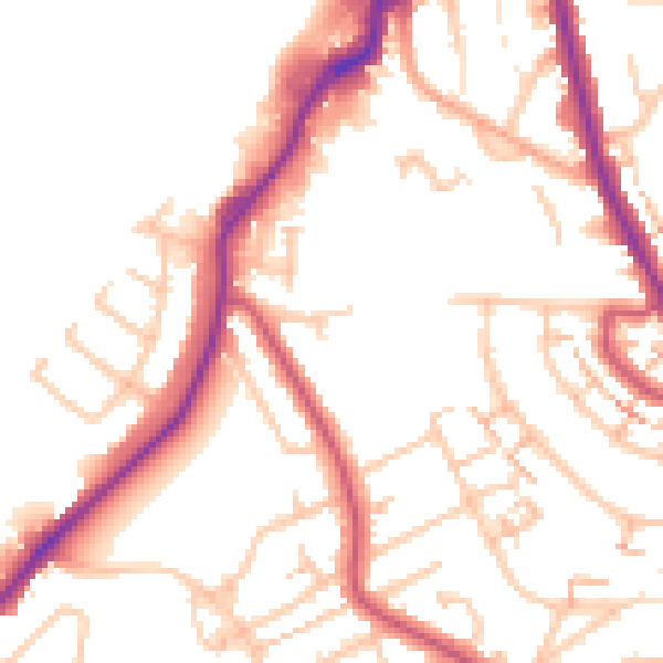 Daytime road noise heatmap for CR0 7UH