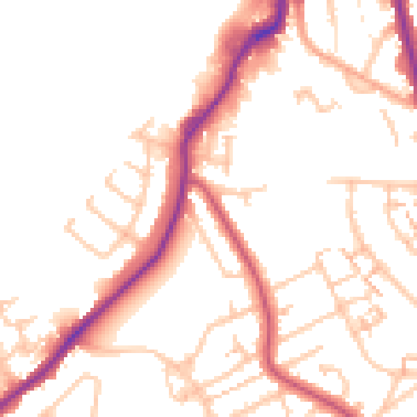 Daytime road noise heatmap for CR0 7UQ
