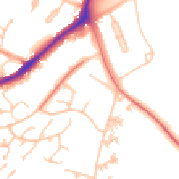 Daytime road noise heatmap for CR0 9AT