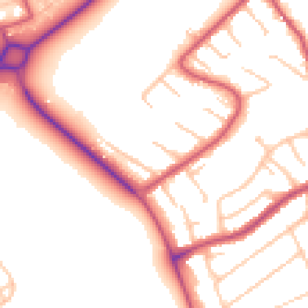 Daytime road noise heatmap for CR0 9DP