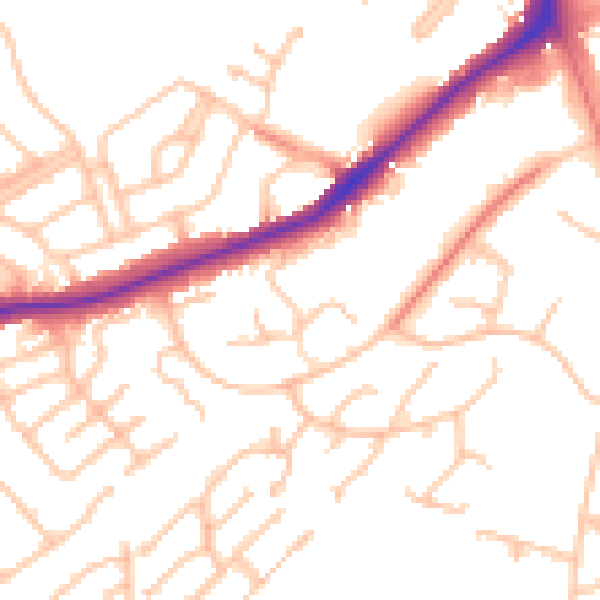 Daytime road noise heatmap for CR0 9JH