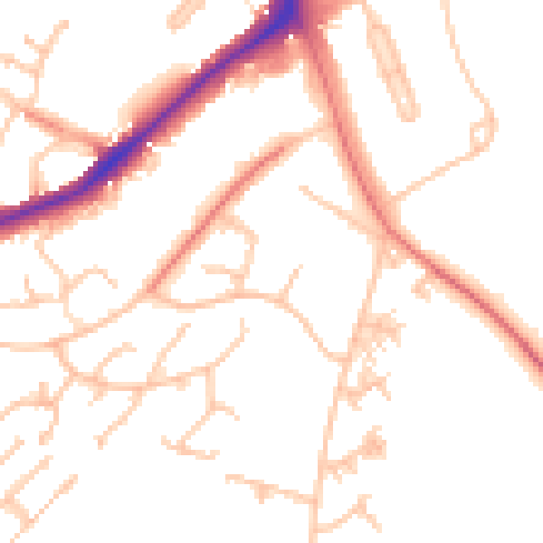 Daytime road noise heatmap for CR0 9JY