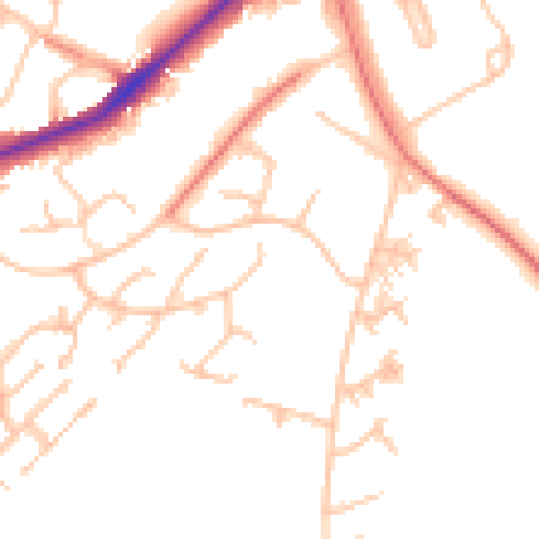 Daytime road noise heatmap for CR0 9LQ