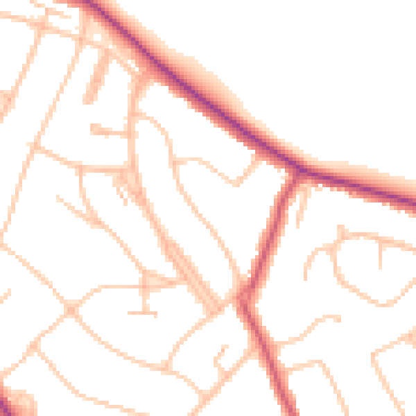 Daytime road noise heatmap for CR2 0DG