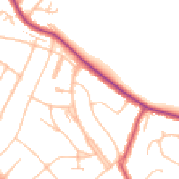 Daytime road noise heatmap for CR2 0DJ