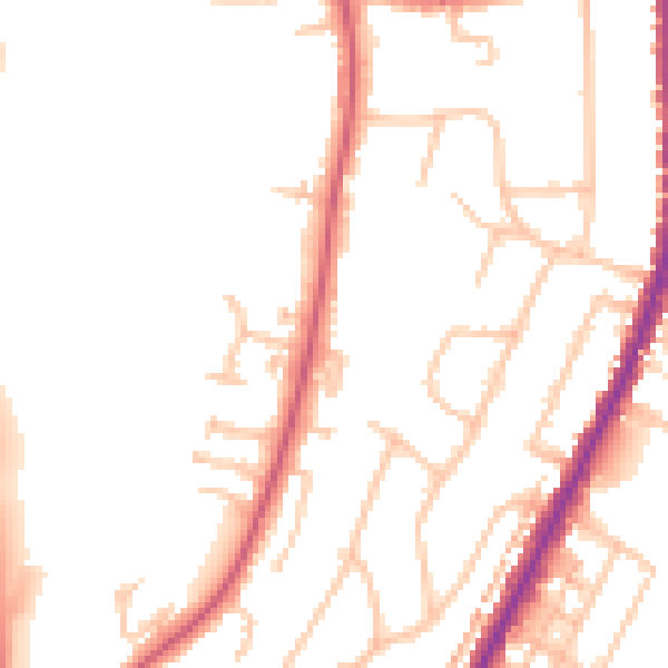 Daytime road noise heatmap for CR2 6DB