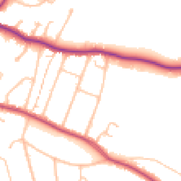 Daytime road noise heatmap for CR2 7HS