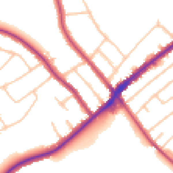 Daytime road noise heatmap for CR2 8DZ