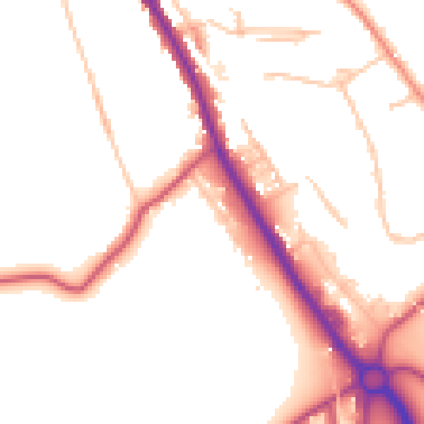 Daytime road noise heatmap for CR3 0AQ