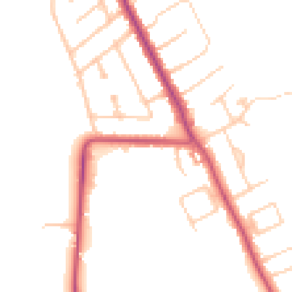 Daytime road noise heatmap for CR6 9AQ