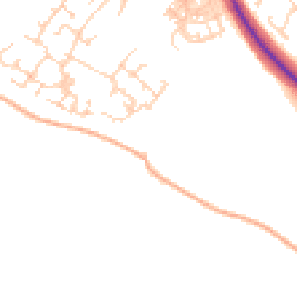Daytime road noise heatmap for CT18 7AE