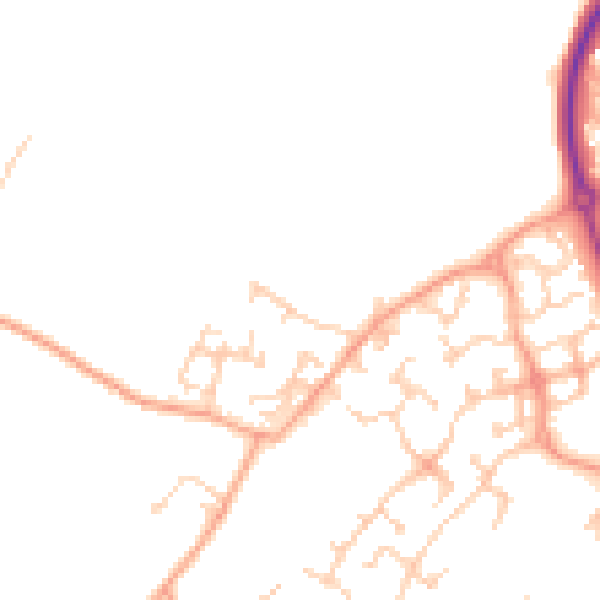 Daytime road noise heatmap for CT18 7AQ