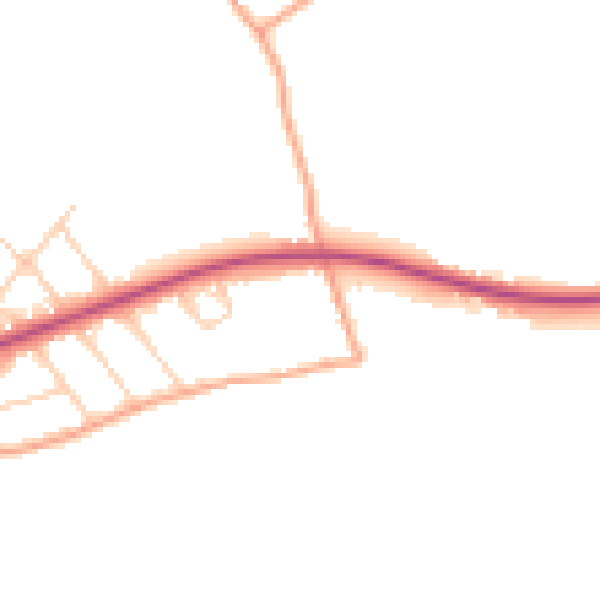 Daytime road noise heatmap for CT18 7AZ
