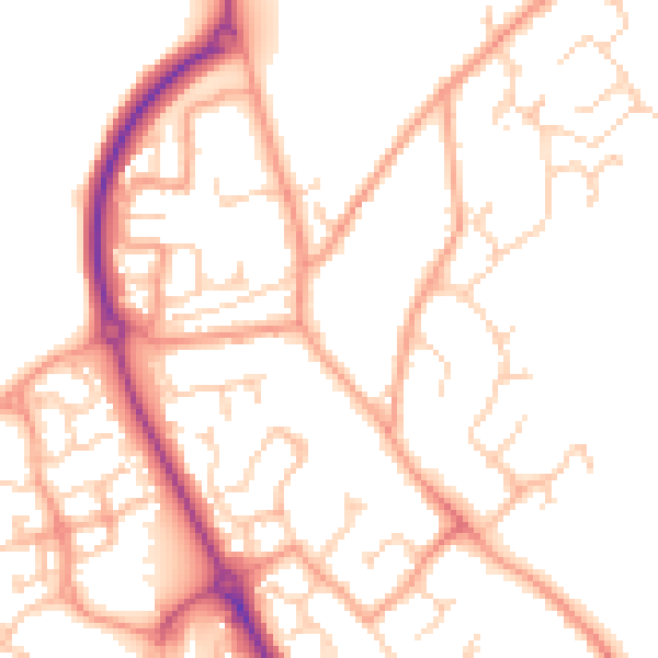 Daytime road noise heatmap for CT18 7BN