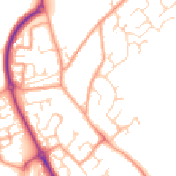 Daytime road noise heatmap for CT18 7BY