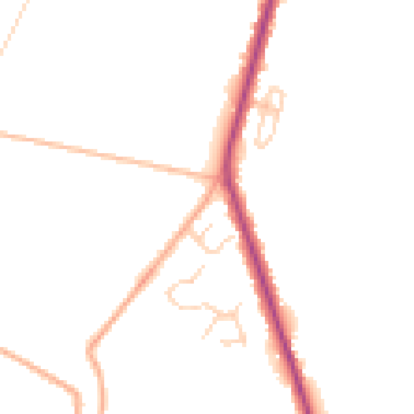 Daytime road noise heatmap for CT18 7DN