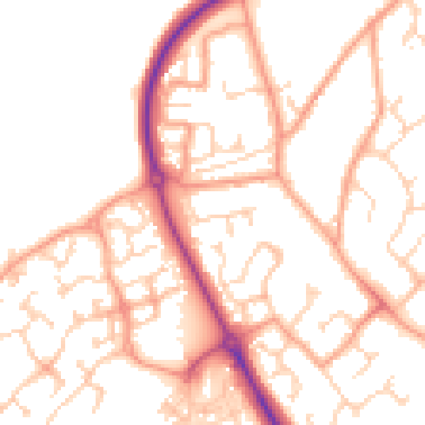 Daytime road noise heatmap for CT18 7FA