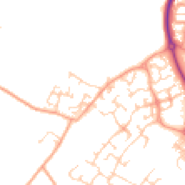 Daytime road noise heatmap for CT18 7NL