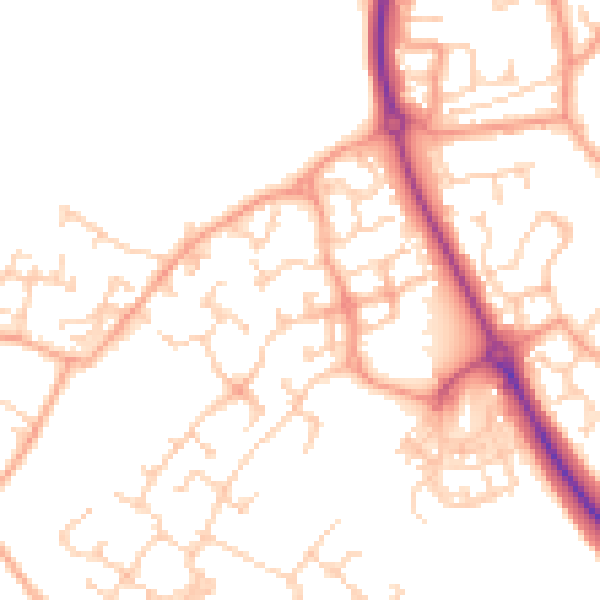 Daytime road noise heatmap for CT18 7PA