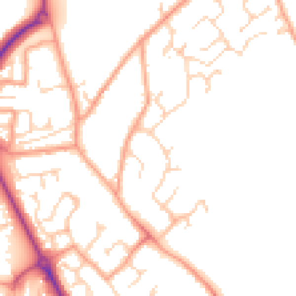 Daytime road noise heatmap for CT18 7QR