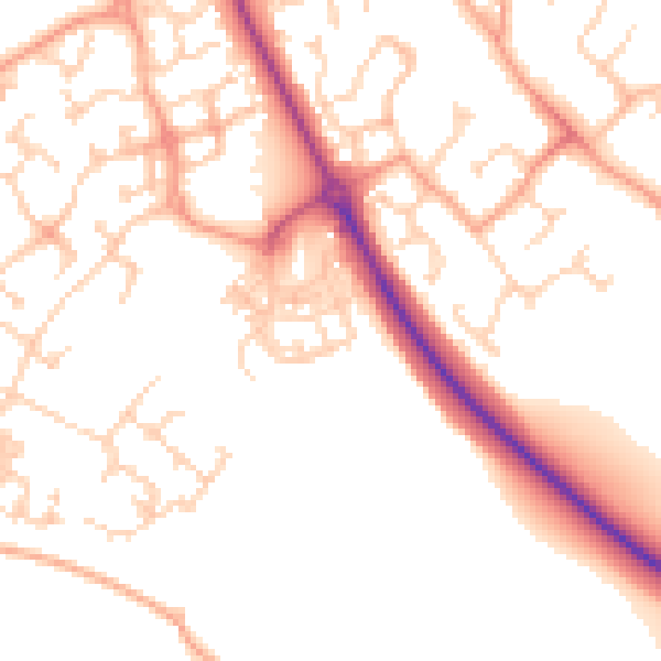 Daytime road noise heatmap for CT18 7TU