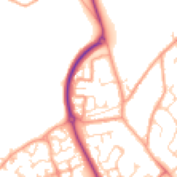 Daytime road noise heatmap for CT18 7TX