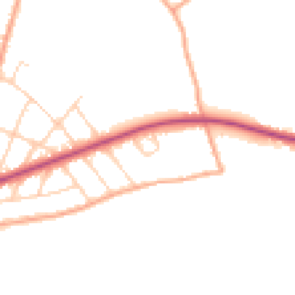 Daytime road noise heatmap for CT18 7UB