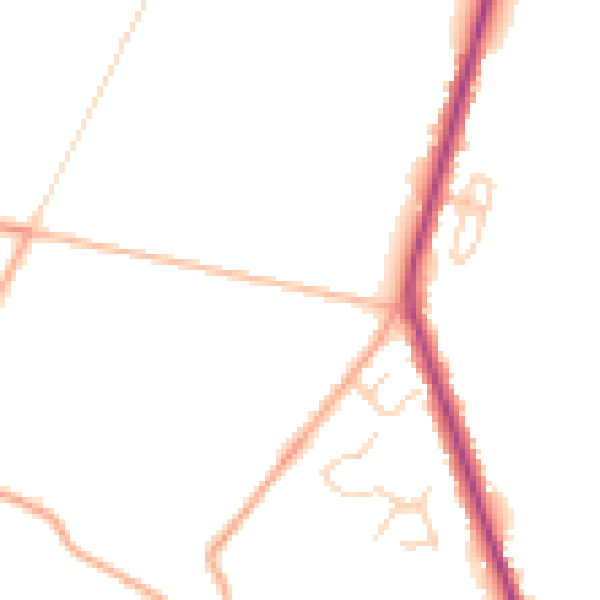 Daytime road noise heatmap for CT18 8LS