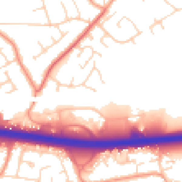 Daytime road noise heatmap for CT6 6UJ