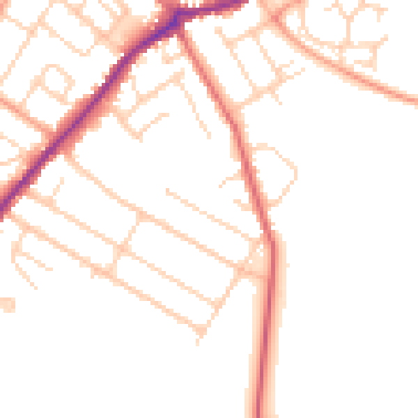 Daytime road noise heatmap for CT7 0DT