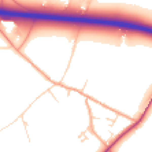 Daytime road noise heatmap for CT7 0NQ