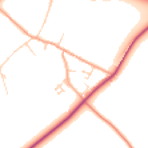 Daytime road noise heatmap for CT7 0NZ