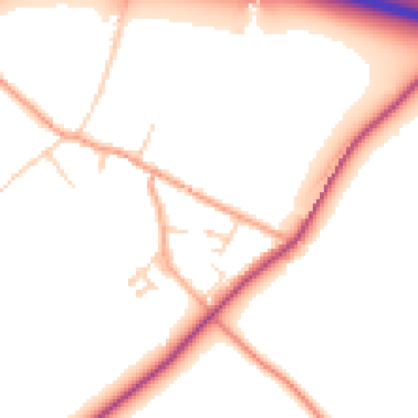 Daytime road noise heatmap for CT7 0PN