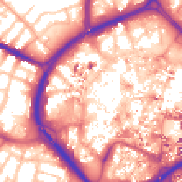 Daytime road noise heatmap for CV1 1NQ
