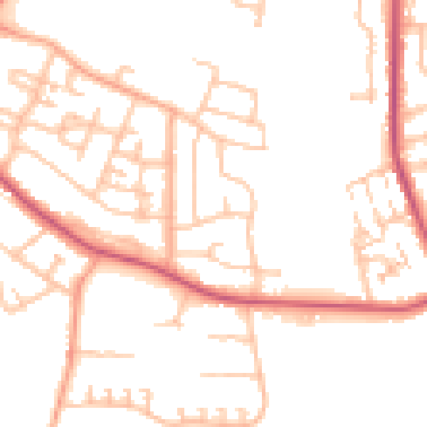 Daytime road noise heatmap for CV2 1AJ