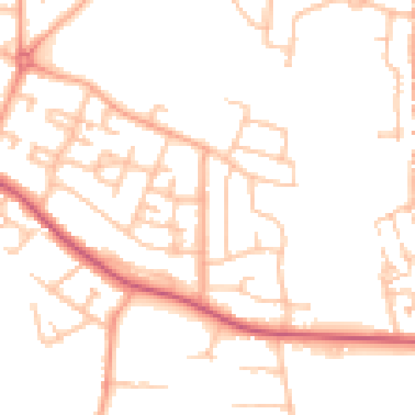 Daytime road noise heatmap for CV2 1DD