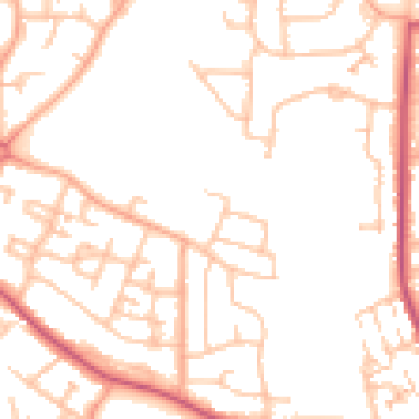 Daytime road noise heatmap for CV2 1DJ