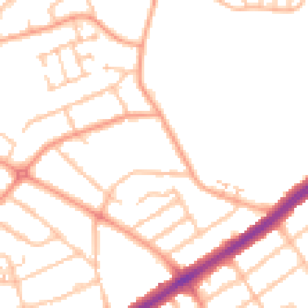Daytime road noise heatmap for CV2 3QQ