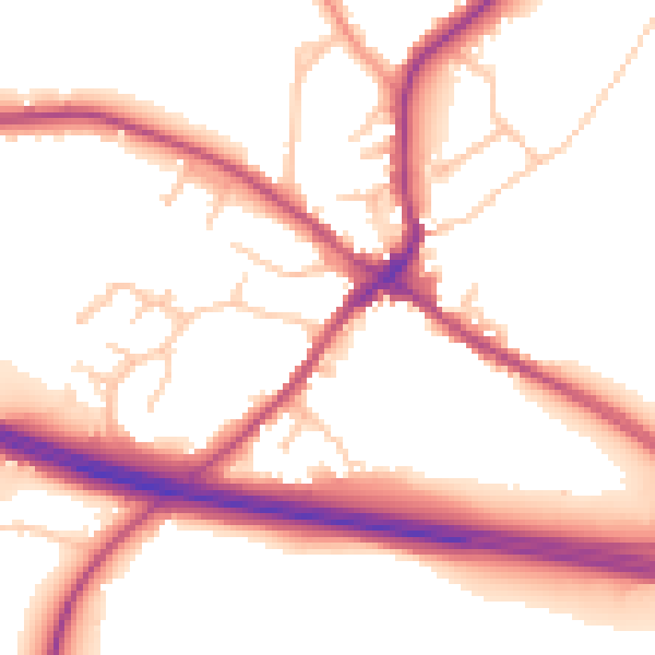 Daytime road noise heatmap for CV22 6NL