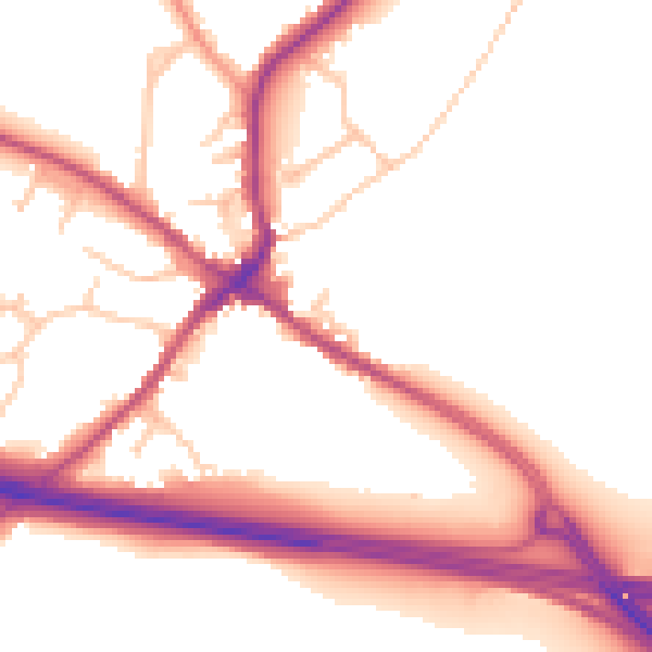 Daytime road noise heatmap for CV22 6NQ