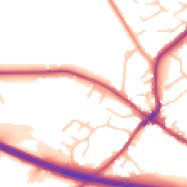 Daytime road noise heatmap for CV22 6NZ