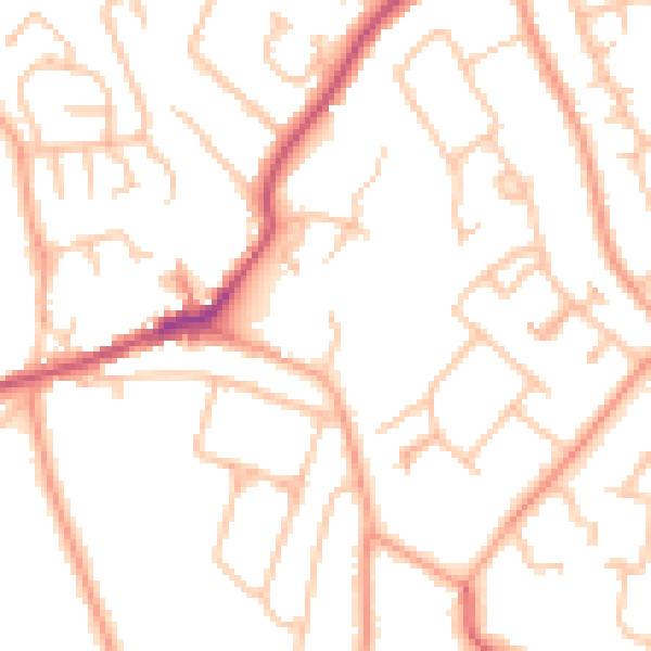 Daytime road noise heatmap for CV22 7QQ