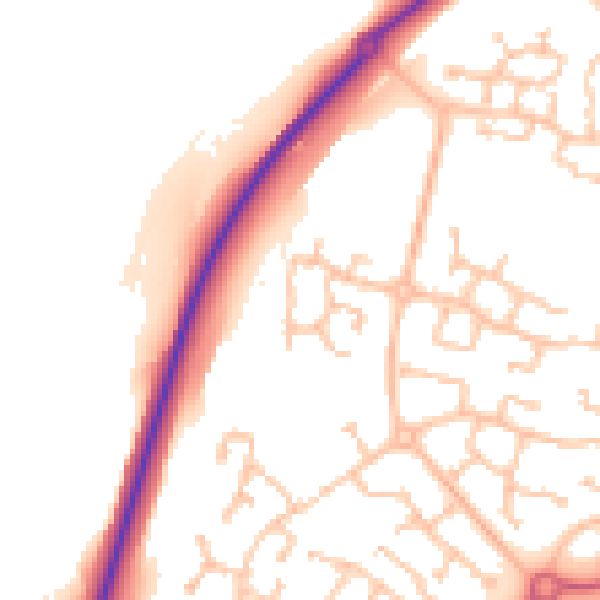 Daytime road noise heatmap for CV22 7TN