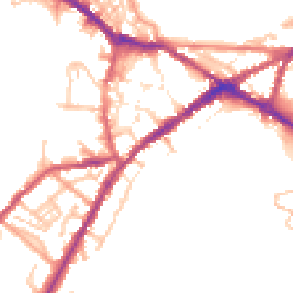 Daytime road noise heatmap for CV34 4AX