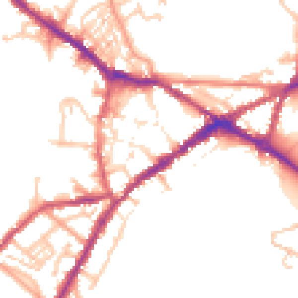 Daytime road noise heatmap for CV34 4BJ