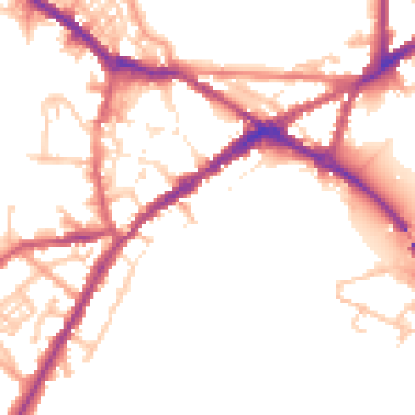 Daytime road noise heatmap for CV34 4BQ
