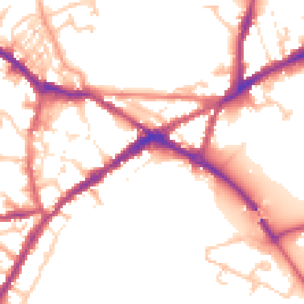 Daytime road noise heatmap for CV34 4BT