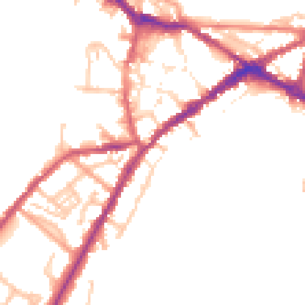 Daytime road noise heatmap for CV34 4BY