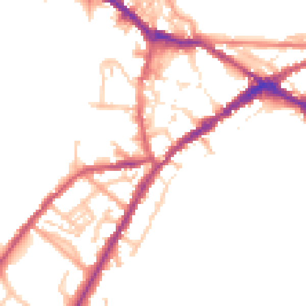 Daytime road noise heatmap for CV34 4DD